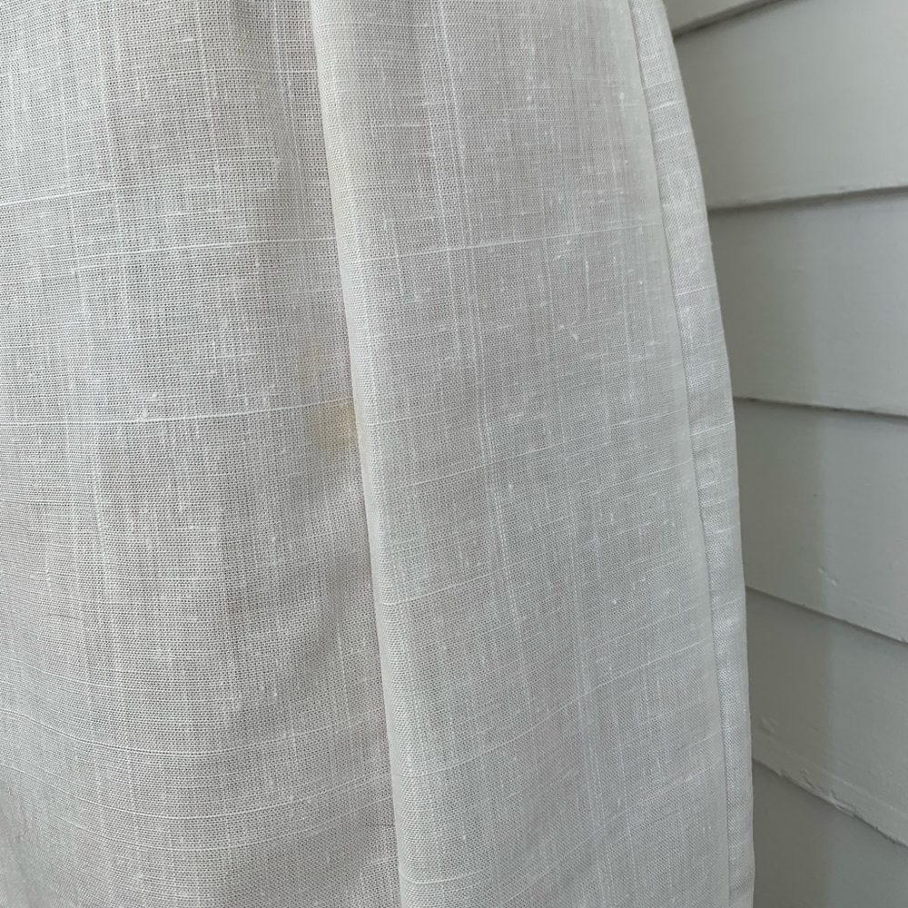 80s Floral Collar Dress Modest Ivory Button Down SL Fashions 14 38 32 40 - Picture 7 of 8